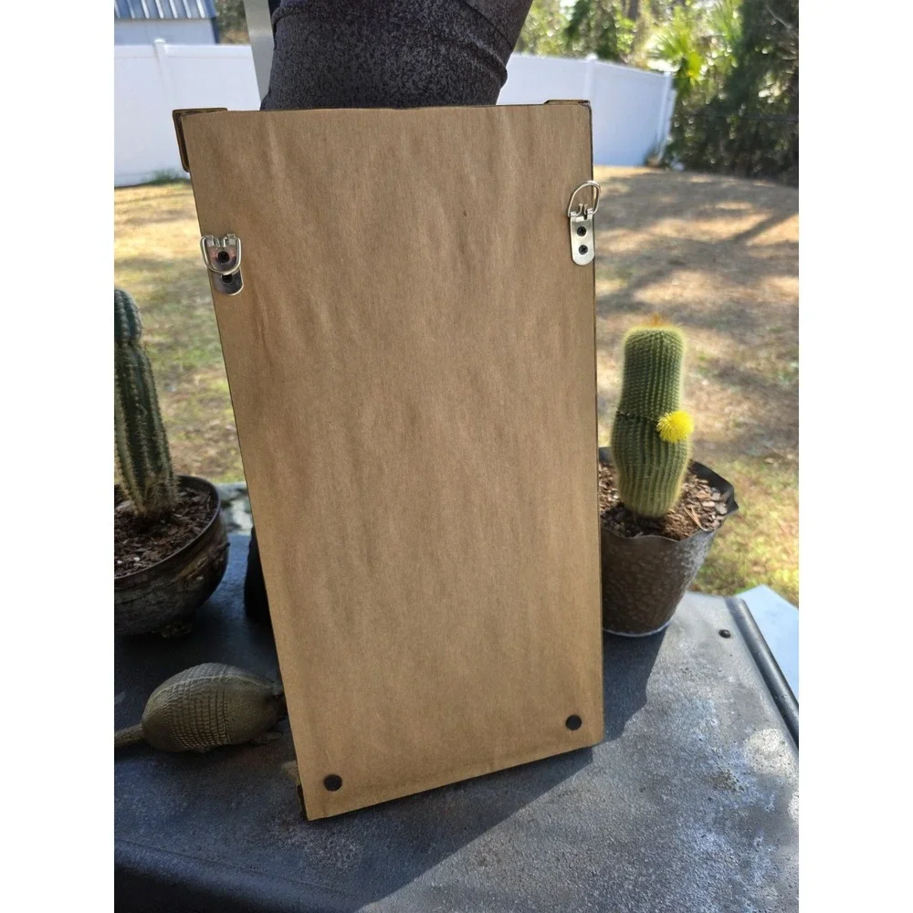 VTG 10x19.5 Gold Wood Wall Mirror Reverse Painted‎ Fruit Rustic Cottage